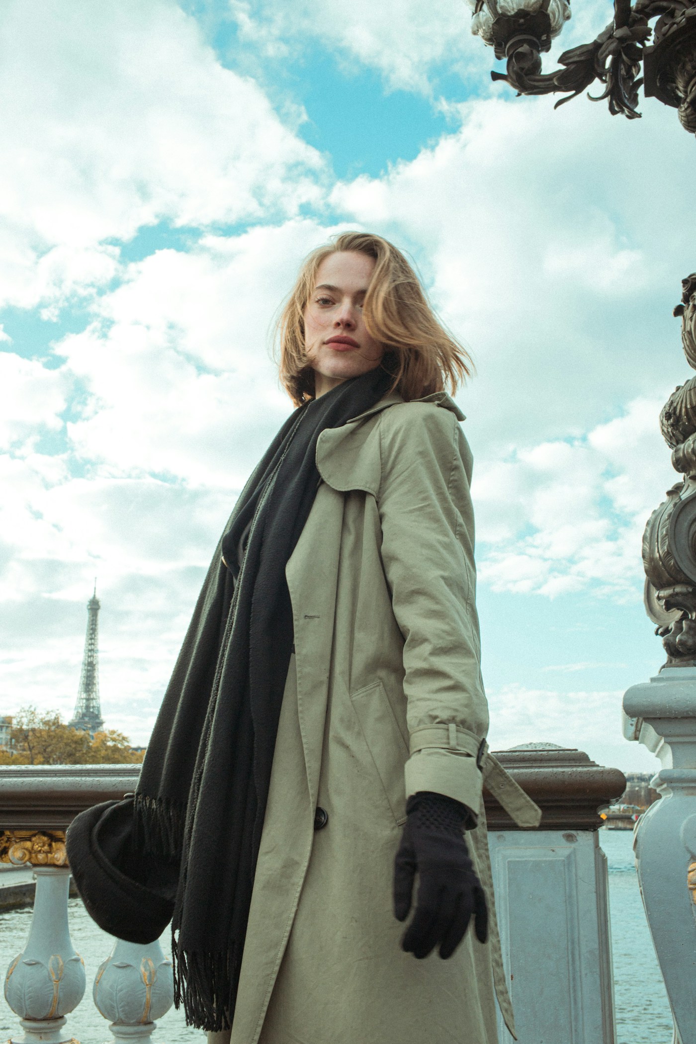 Classic ladies' leather gloves worn with a tailored coat
